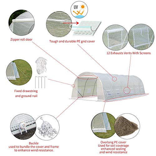 MELLCOM 26 x 10 x 6.6 Greenhouse Large Gardening Plant Hot Hous...