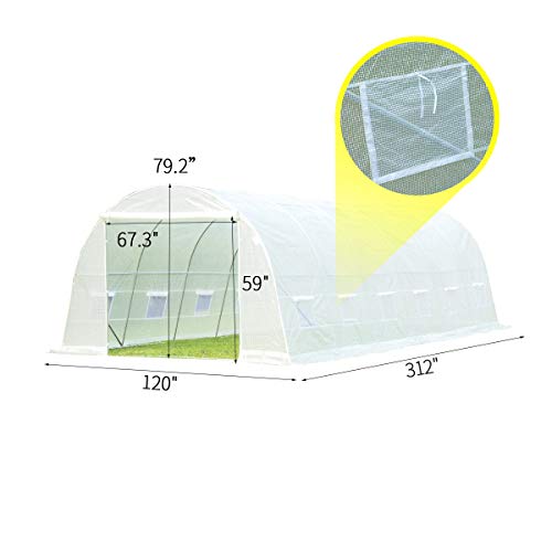 MELLCOM 26 x 10 x 6.6 Greenhouse Large Gardening Plant Hot Hous...
