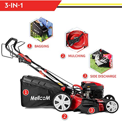 Mellcom Gas Lawn Mower Electric Start 4-Cycle 173cc OHV 21-Inch Tr...