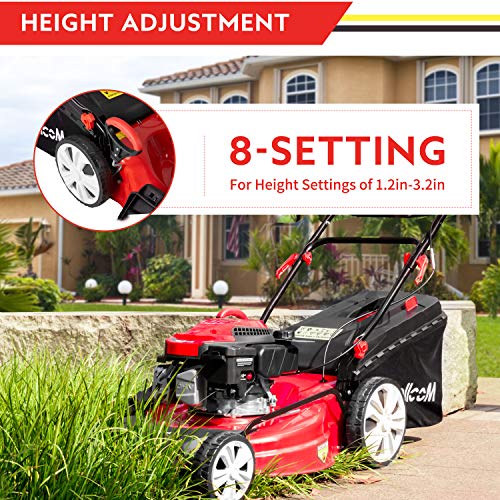 Mellcom Gas Lawn Mower Electric Start 4-Cycle 173cc OHV 21-Inch Tr...