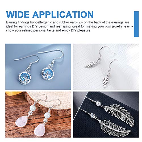 925 Sterling Silver Earring Hooks 120 PCS/60 Pairs, Ear Wires Fish...