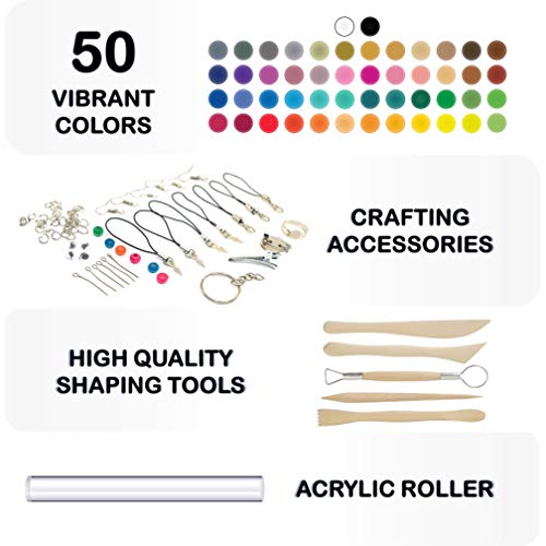 Polymer Clay Kit, 50 Soft & Stretchable Modeling Clay Blocks with ...