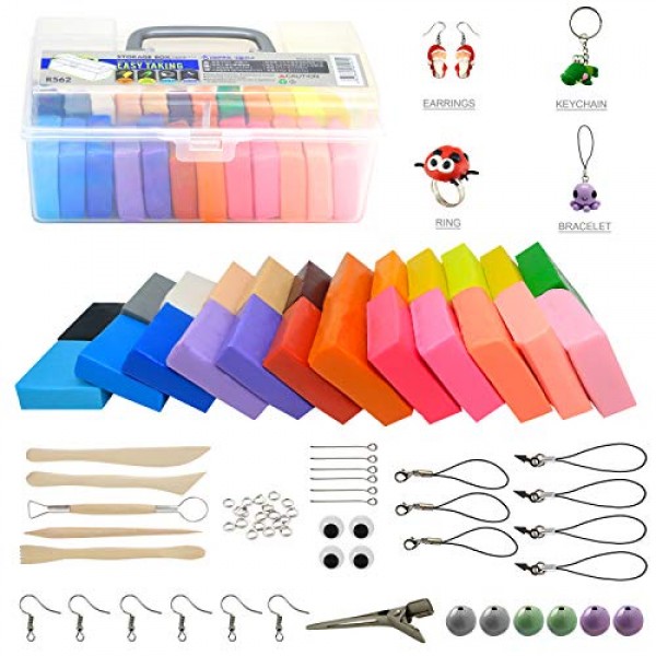 Polymer Clay Kit, Ultra Soft & Stretchable Baking Molding Clay- 24...
