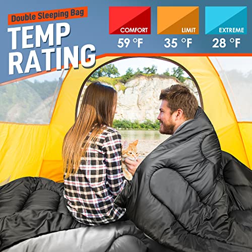 MEREZA Double Sleeping Bag for Adults Mens with Pillow, XL Queen S...