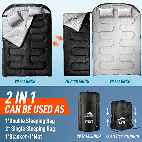 MEREZA Double Sleeping Bag for Adults Mens with Pillow, XL Queen S...