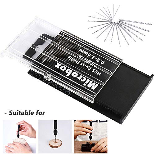 Mesee 20 Pieces HSS Mini Micro Drill Bit Set, 0.3-1.6mm Shank Twis...