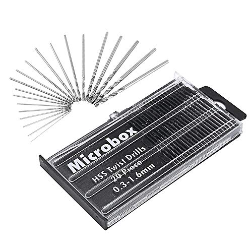 Mesee 20 Pieces HSS Mini Micro Drill Bit Set, 0.3-1.6mm Shank Twis...