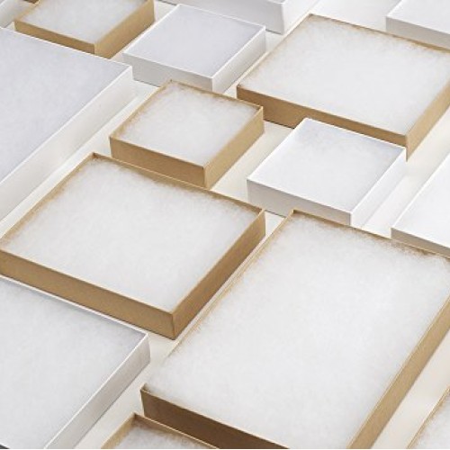 MESHA Jewelry Boxes 3.5x3.5x1 Inches Paper Gift Boxes Natural Card...