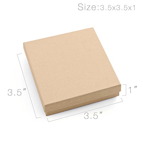 MESHA Jewelry Boxes 3.5x3.5x1 Inches Paper Gift Boxes Natural Card...