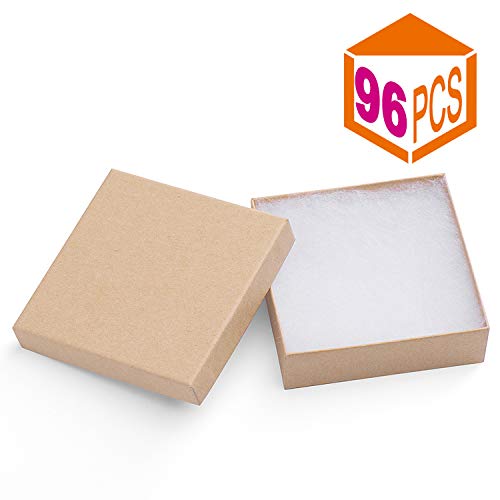 MESHA Jewelry Boxes 3.5x3.5x1 Inches Paper Gift Boxes Natural Card...
