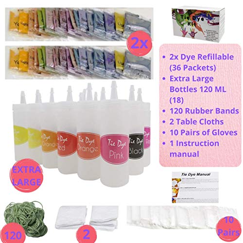 Tie Dye Kits for Kids and Adults│18 Colors X-Large 120ML Bottles, ...