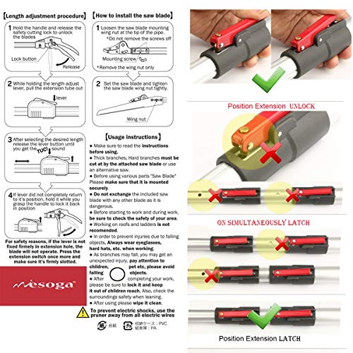 Mesoga 4.6-10 Foot Extendable Tree Pruner, Cut and Hold Pruning Tr...