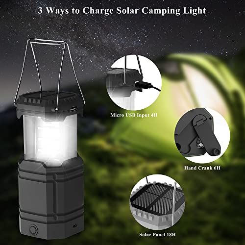 3000 Large Capacity Hand Crank Solar Camping Lantern, Portable Ult...
