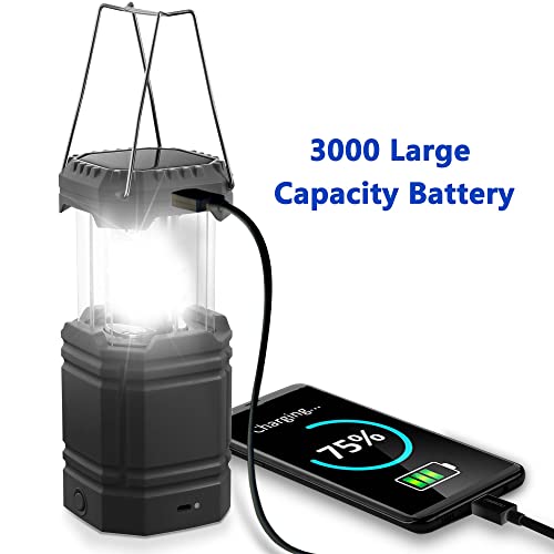 3000 Large Capacity Hand Crank Solar Camping Lantern, Portable Ult...