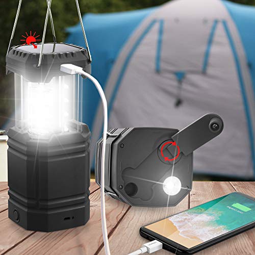 3000 Large Capacity Hand Crank Solar Camping Lantern, Portable Ult...