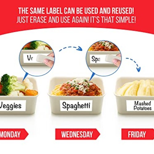 MESS Food Labels for Containers - Erasable Labels for Kitchens 96...
