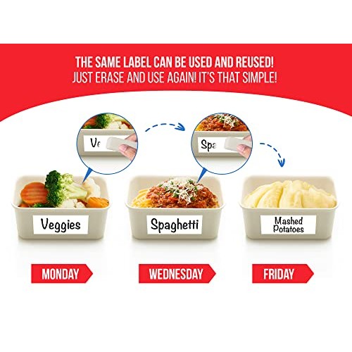 MESS Food Labels for Containers - Erasable Labels for Kitchens 96...