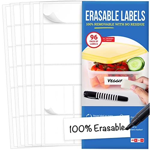 MESS Food Labels for Containers - Erasable Labels for Kitchens 96...