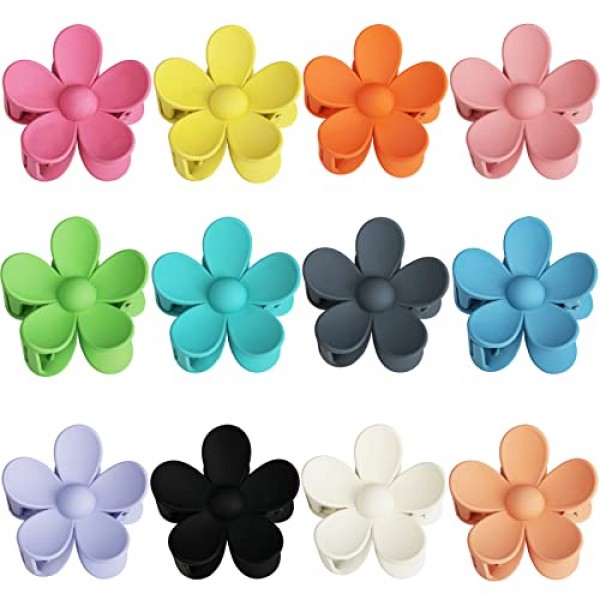 12 Pieces Flower Claw Clips Large Hair Jaw Clips for Women Girls T...