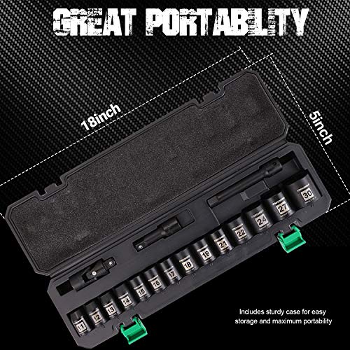 1/2 Impact Socket Set, METAKOO Drive Impact Socket Set, 17PCS Met...