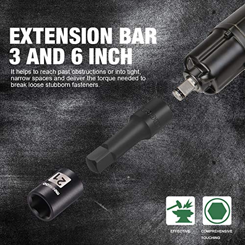 1/2 Impact Socket Set, METAKOO Drive Impact Socket Set, 17PCS Met...