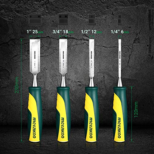 METAKOO Wood Chisel Set, 4pcs - 1/4,1/2,3/4,1 Wood Chisel for ...