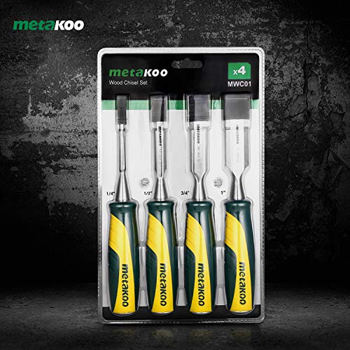 METAKOO Wood Chisel Set, 4pcs - 1/4,1/2,3/4,1 Wood Chisel for ...