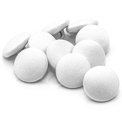 White Tuxedo Button 24L Sewing Shank Buttons 0.6in Satin Covered P...