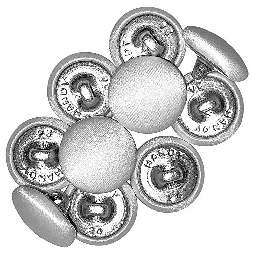 White Tuxedo Button 24L Sewing Shank Buttons 0.6in Satin Covered P...