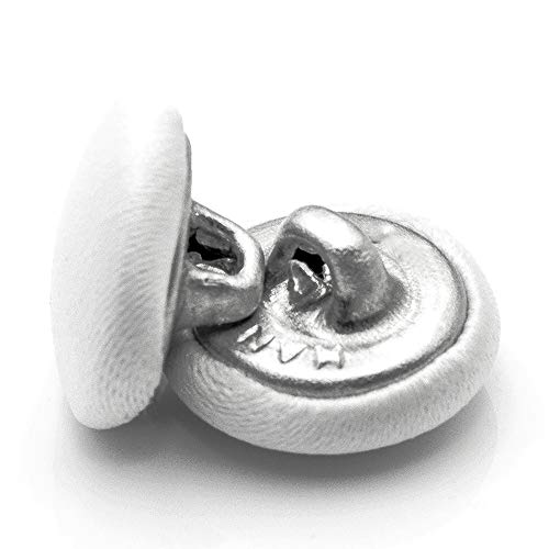 White Tuxedo Button 24L Sewing Shank Buttons 0.6in Satin Covered P...