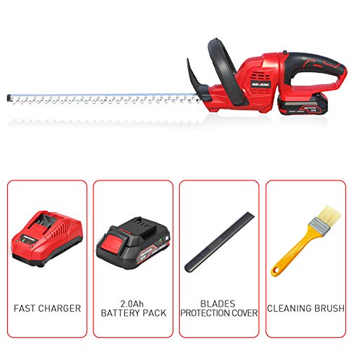 Meterk Cordless Hedge Trimmer, 20V Bush Trimmer 20-Inch Dual-Actio...