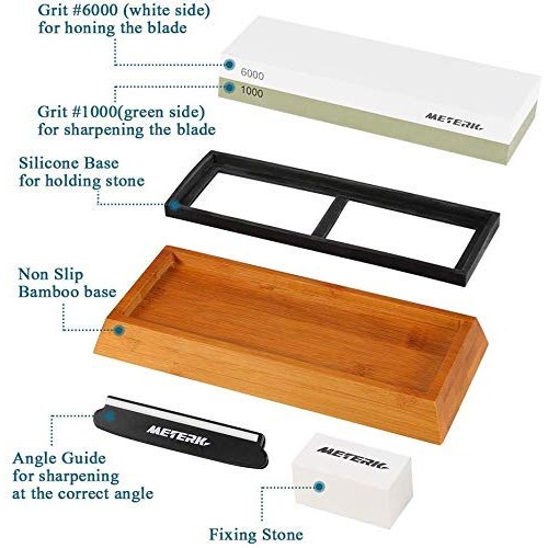 Sharpening Stone, Meterk Premium Whetstone Dual Side Grit 1000/600...