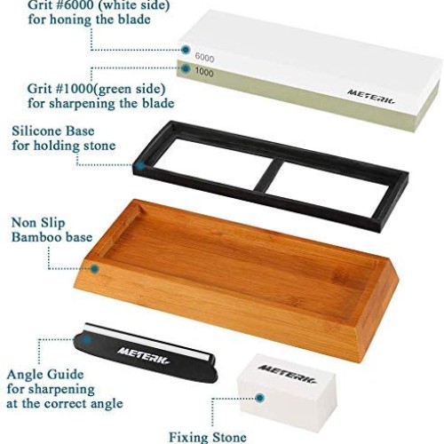 Sharpening Stone, Meterk Premium Whetstone Dual Side Grit 1000/600...