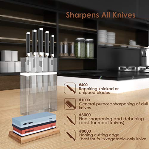 Sharpening Stone Set, Meterk Whetstone 4 Side Grit 400/1000 3000/8...