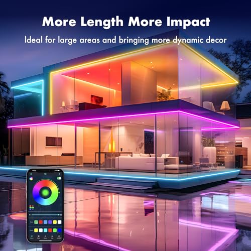 MFWW Neon Rope Lights, 32.8FT RGB LED Strip Lights App Control,IR ...