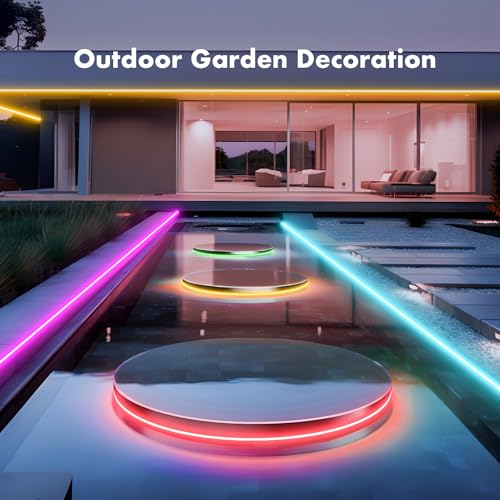 MFWW Neon Rope Lights, 32.8FT RGB LED Strip Lights App Control,IR ...