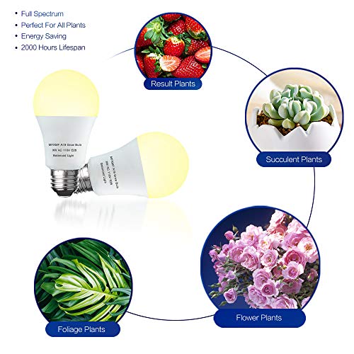 mfxmf 4 Pack LED Grow Light Bulb A19 Bulb, Full Spectrum Plant Lig...