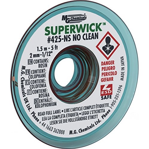 MG Chemicals #3 No Clean Super Wick Desoldering Braid, 0.075 Widt...
