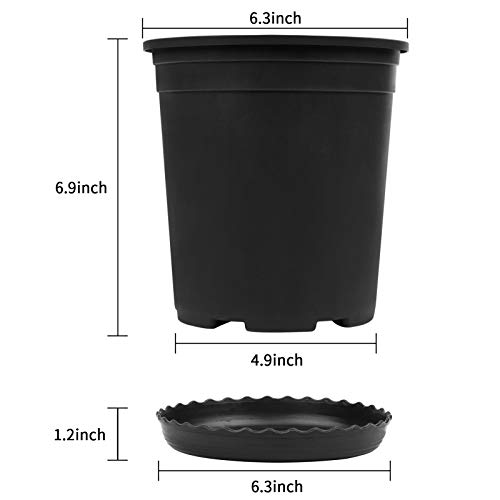 Mhonniwa 1 Gallon Nursery Pots for Plants 12 Set 6.3 Inch Plastic ...