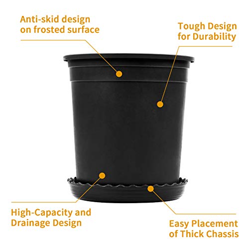 Mhonniwa 1 Gallon Nursery Pots for Plants 12 Set 6.3 Inch Plastic ...