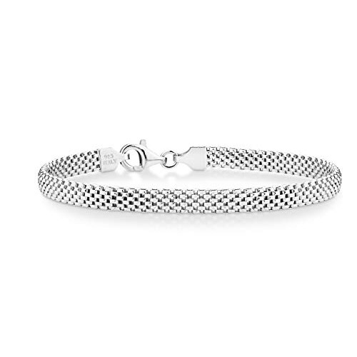 Miabella 925 Sterling Silver Italian 5mm Mesh Link Chain Bracelet ...
