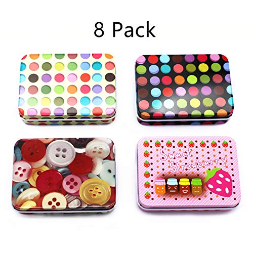 MIAO JIN 8 Pack Mini Rectangular Cute Pattern Storage Box Case for...