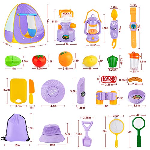 MIBOTE Kids Camping Tent Set Toys, 45pcs Pop Up Play Tent with Cam...