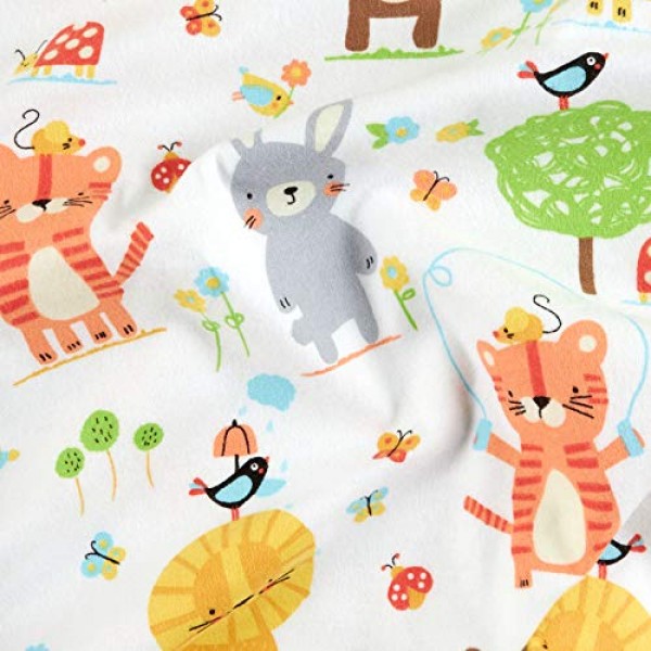 Michael Miller 0439693 Flannel Nature Babies White Fabric by The Yard