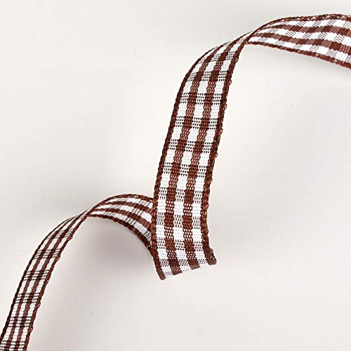 Micomon Brown Gingham Ribbon 25 Yards Per Roll for Crafts Plaid Ch...