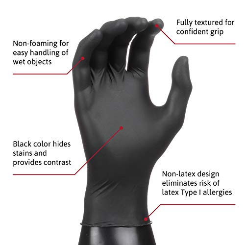 Microflex MK-296 Black Disposable Nitrile Gloves, Latex-Free, Powd...