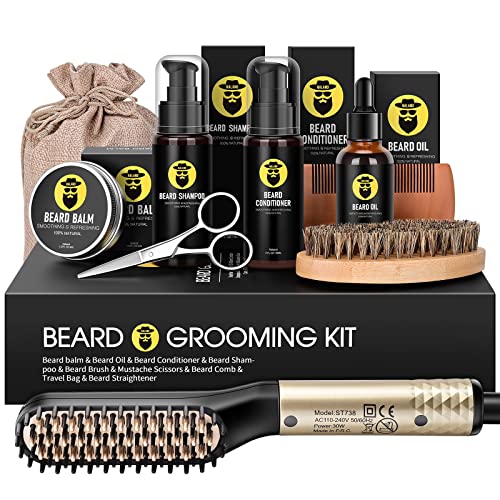 Beard Straightener Kit, Beard Growth Grooming Kit, Beard Straighte...