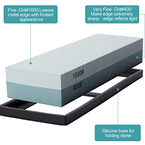 Sharpening Stone Whetstone Set 2 Side Grit 400/1000 Kitchen Knife ...