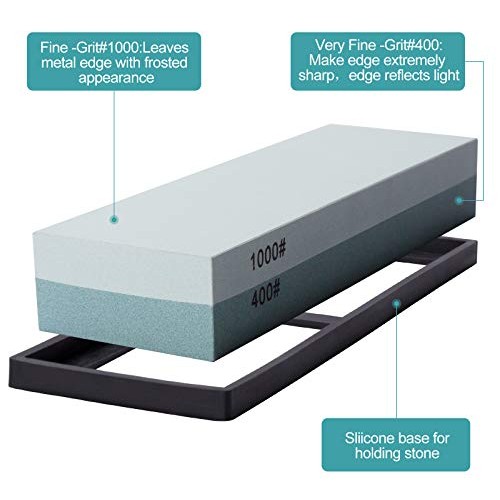 Sharpening Stone Whetstone Set 2 Side Grit 400/1000 Kitchen Knife ...