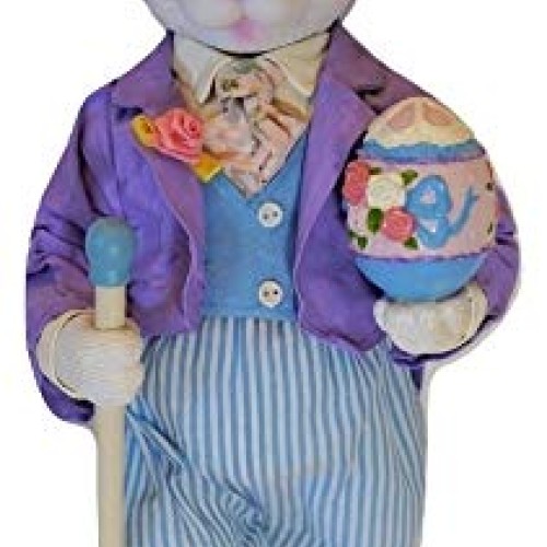 Rare Retired 13-inch Fabric Mache Easter Bunny Dressed in Suit wit...